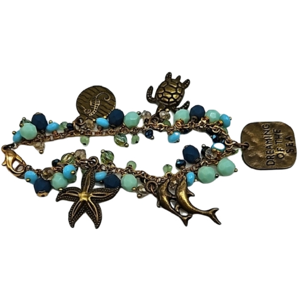 🩵Ocean themed charm & bead bracelet